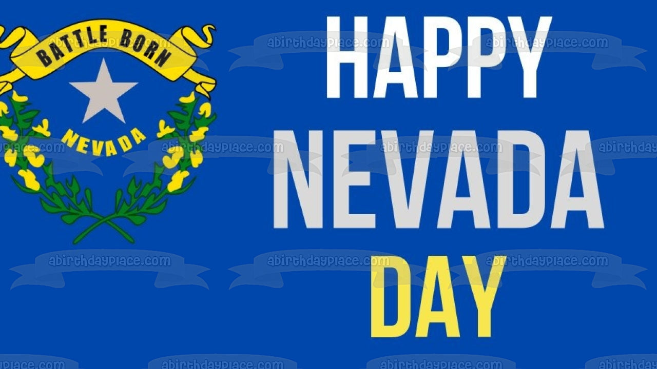 Feliz Día de Nevada Batalla Nacido Sello del Estado de Nevada Imagen comestible para tarta ABPID54310 