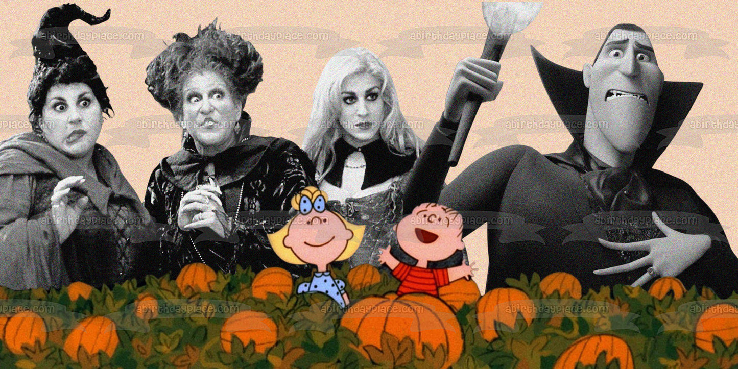 Happy Halloween Characters from Peanuts and Hocus Pocus Edible Cake Topper Image ABPID54329