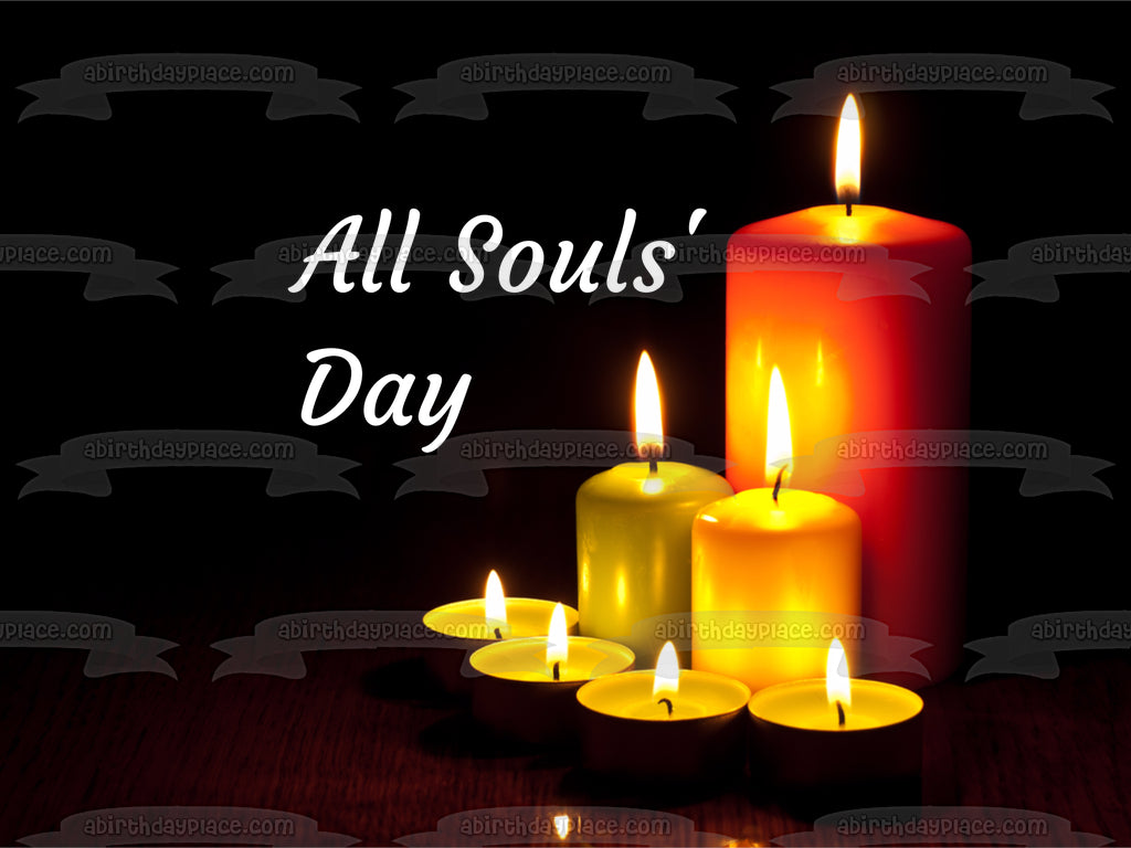 All Souls' Day Candles Edible Cake Topper Image ABPID54333