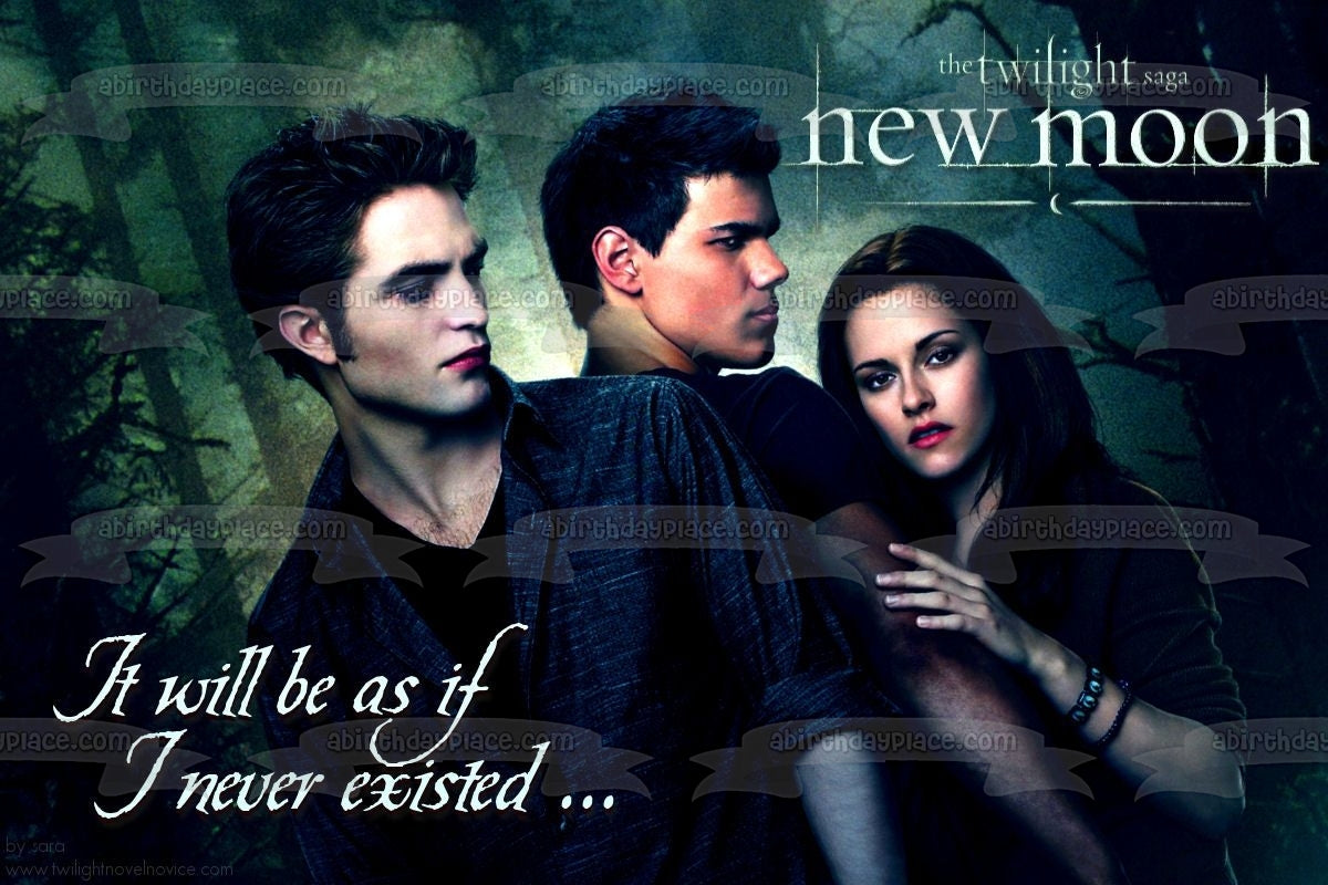 The Twilight Saga: New Moon Bella Edward Jacob "It Will Be As If I Never Existed" Edible Cake Topper Image ABPID54550