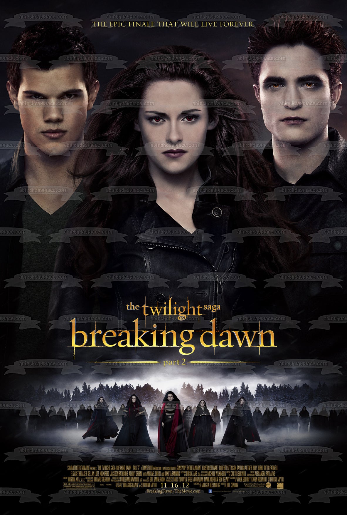 Póster de la película The Twilight Saga: Breaking Dawn Part 2 Jacob Bella Edward, decoración comestible para tarta, imagen ABPID54599 