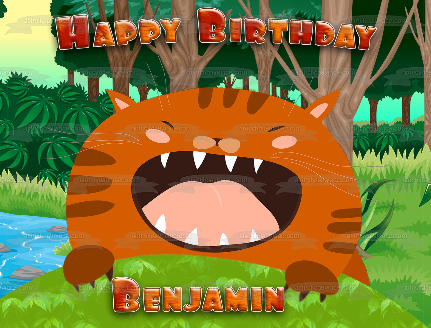 Happy Birthday Little Tiger Edible Cake Topper Image ABPID54614