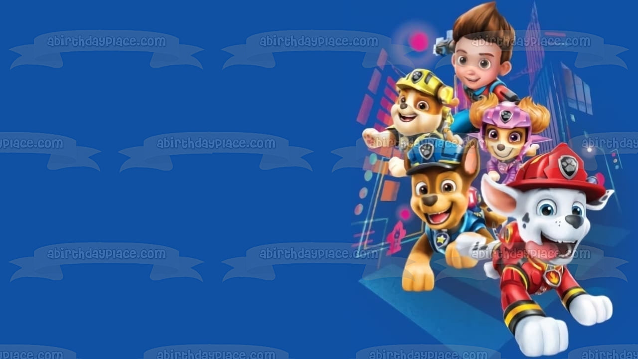 Paw Patrol: La película Ryder Rubble Skye Marshall Chase Personaliza la imagen comestible para decoración de tarta ABPID54622 