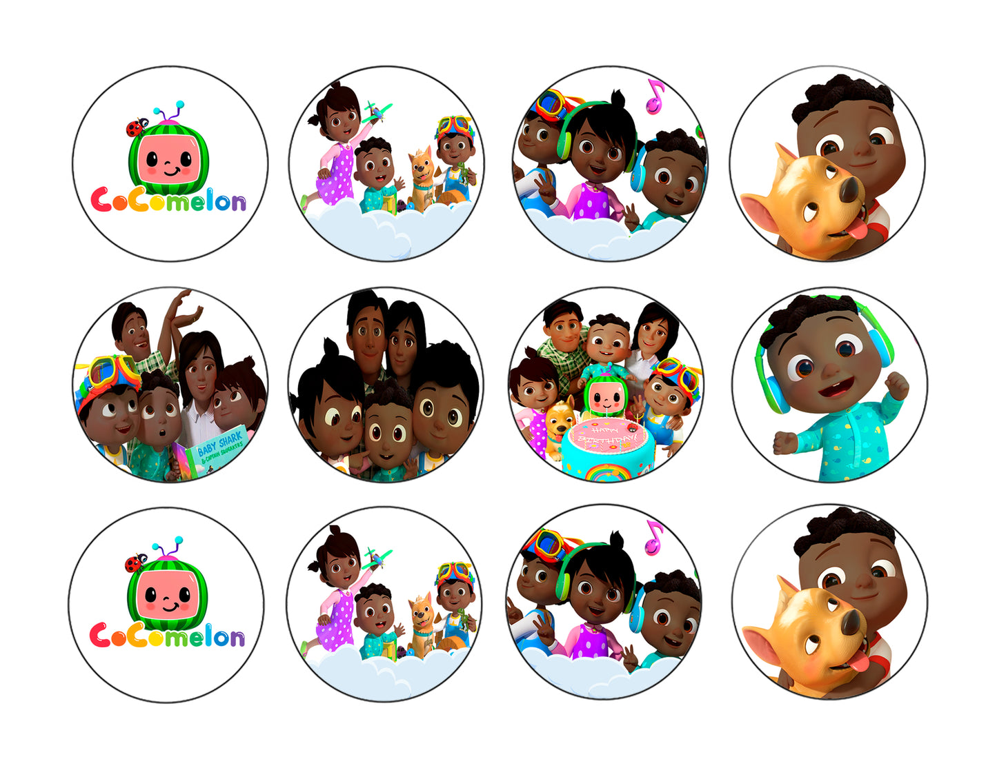 Multiracial Cocomelon Families Baby JJ Chevron Edible Cupcake Topper Images ABPID54642