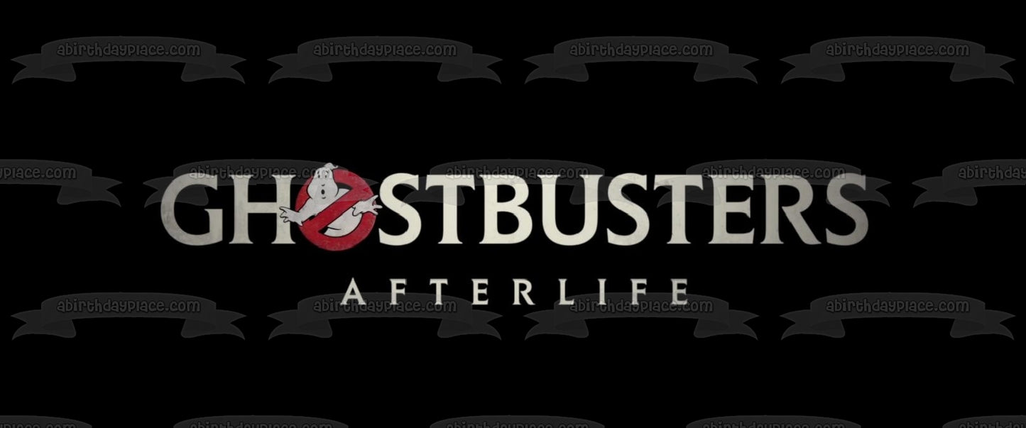 Ghostbusters: Afterlife Logo Black Background Edible Cake Topper Image ABPID54651