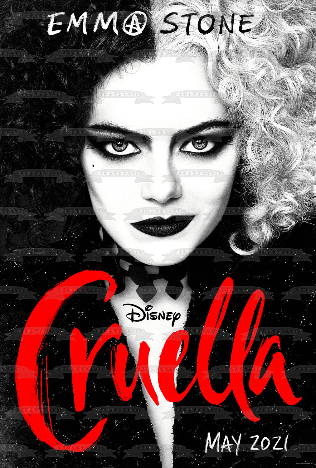 Póster de la película Cruella, decoración comestible para tarta, imagen ABPID54671 