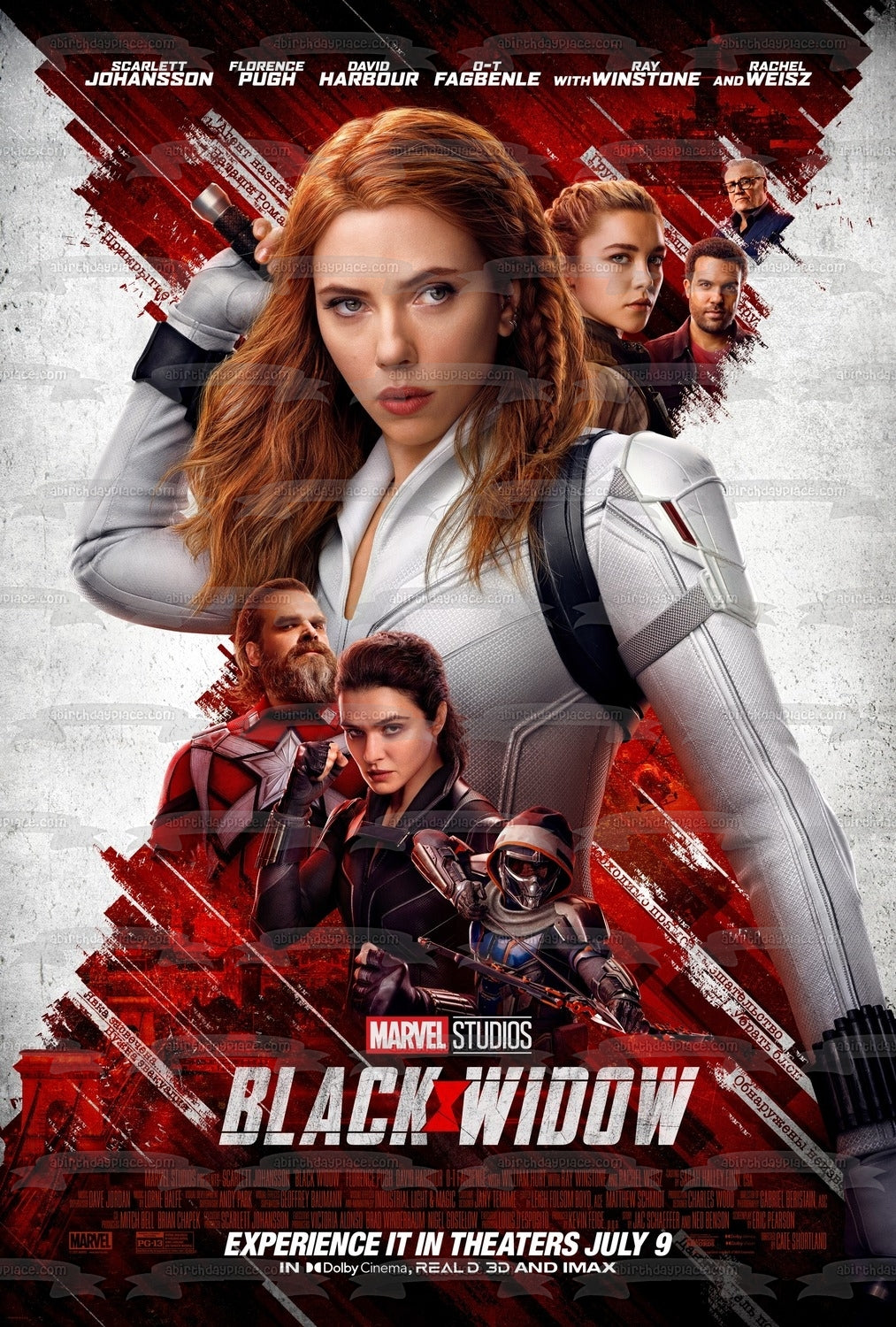 Black Widow Movie Poster White Widow Red Guardian Iron Maiden Edible Cake Topper Image ABPID54831