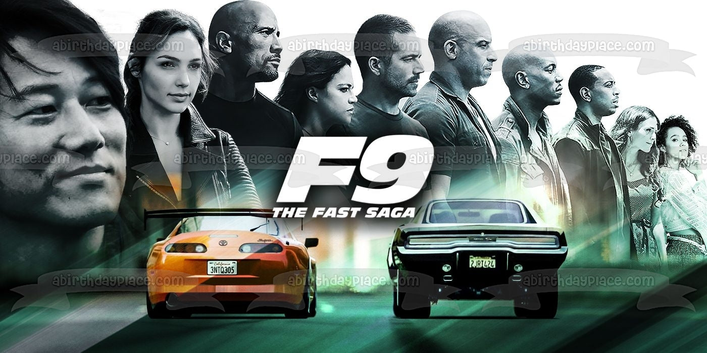 F9 the Fast Saga Dominic Toretto Han Lue Race Car Edible Cake Topper Image ABPID54838