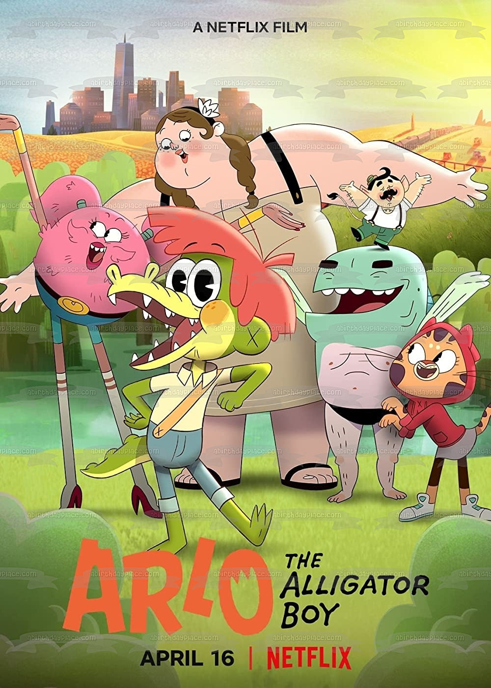 Arlo the Alligator Boy Movie Poster Furlecia Alia Bertie Teeny Tiny Tony Edible Cake Topper Image ABPID54872