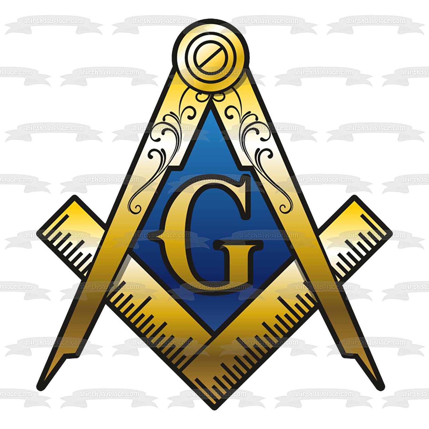 Mason Logo Masonic Lodge Square and Compass Freemasonry Edible Cake Topper Image ABPID55094