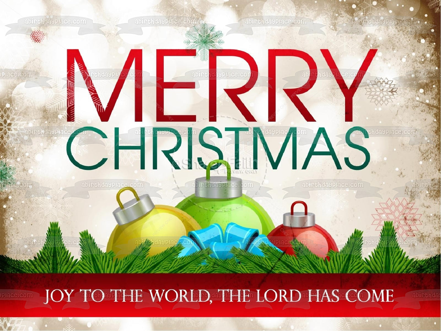 Merry Christmas Joy to the World, The Lord Has Come Edible Cake Topper Image ABPID55113