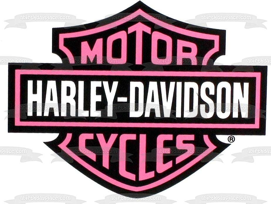 Adorno comestible para tarta con logotipo rosa de Harley-Davidson Motor Cycles, imagen ABPID55161 