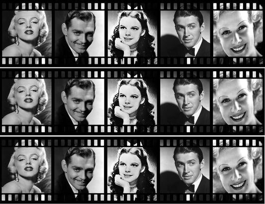 Black and White Movie Reel Marilyn Monroe Judy Garland Clark Gable Edible Cake Topper Image Strips ABPID55165