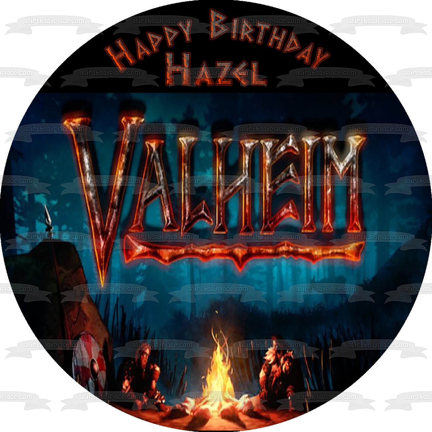 Valheim Campfire Scene Edible Cake Topper Image ABPID55173