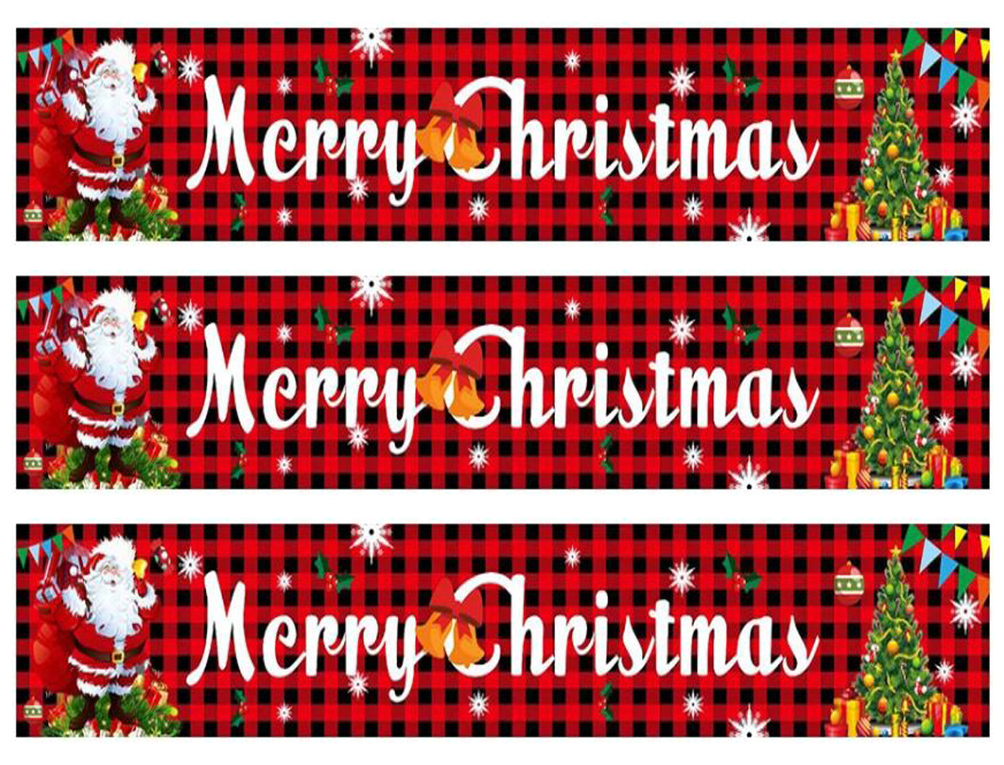 Merry Christmas St. Nick Christmas Trees Santa Claus Edible Cake Topper Image Strips ABPID55177