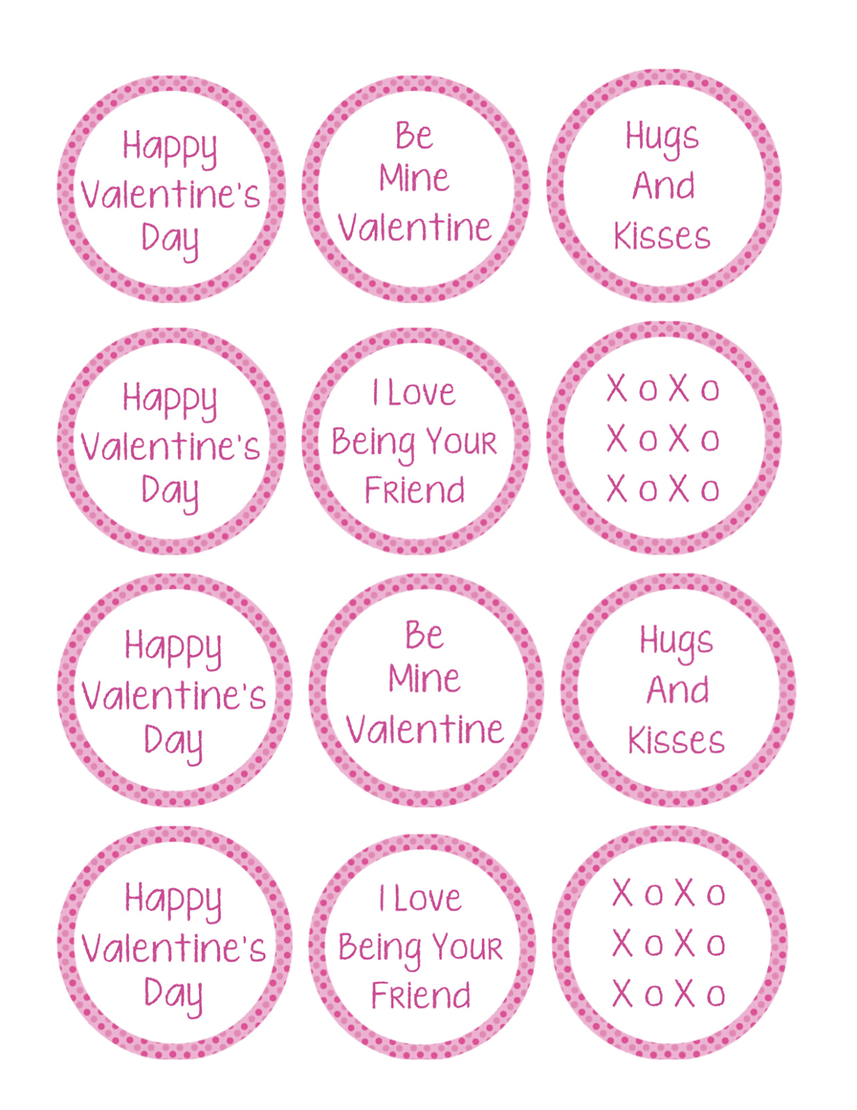 Happy Valentine's Day Hugs and Kisses Edible Cupcake Topper Images ABPID55228