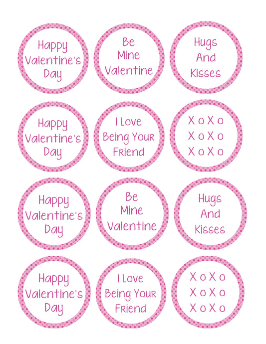 Happy Valentine's Day Hugs and Kisses Edible Cupcake Topper Images ABPID55228