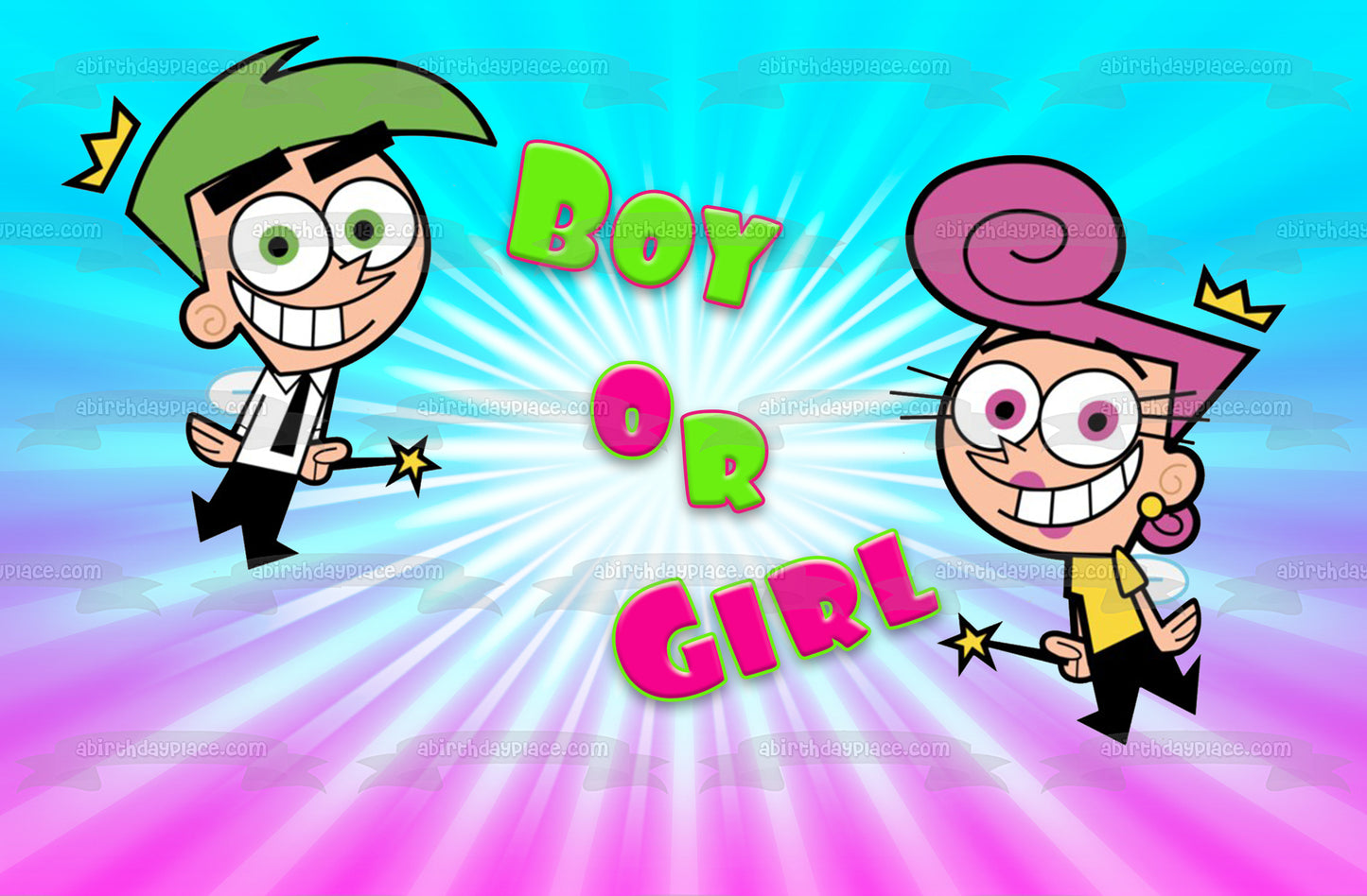 Fairly Little One Fairly Odd Parents Boy or Girl for Your Gender Reveal Edible Cake Topper Image ABPID55285