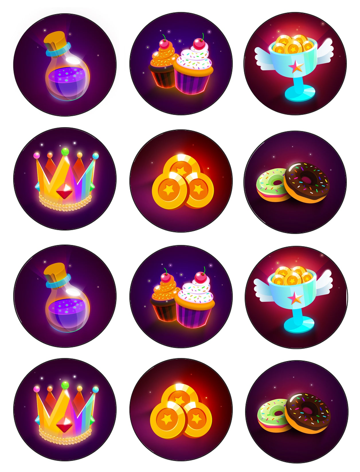 Game Icons Birthday Loot Crowns Cupcakes Donuts Edible Cupcake Topper Images ABPID55527