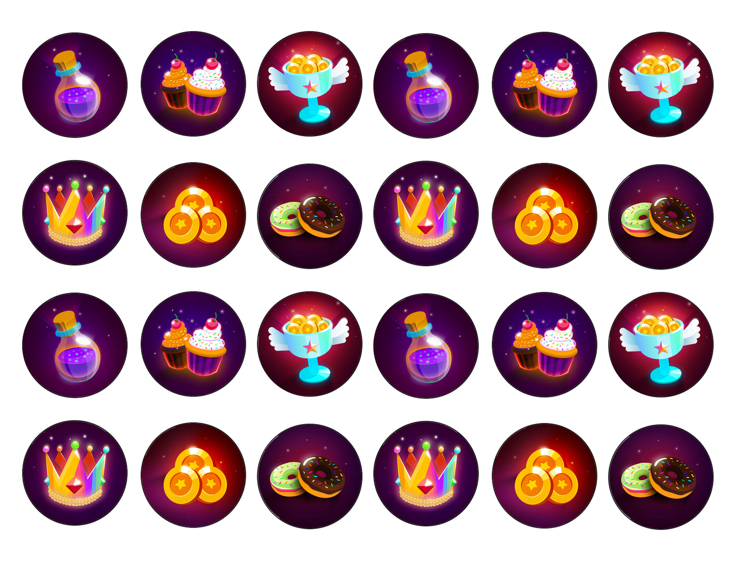 Game Icons Birthday Loot Cupcakes Donuts Crowns Edible Cupcake Topper Images ABPID55528