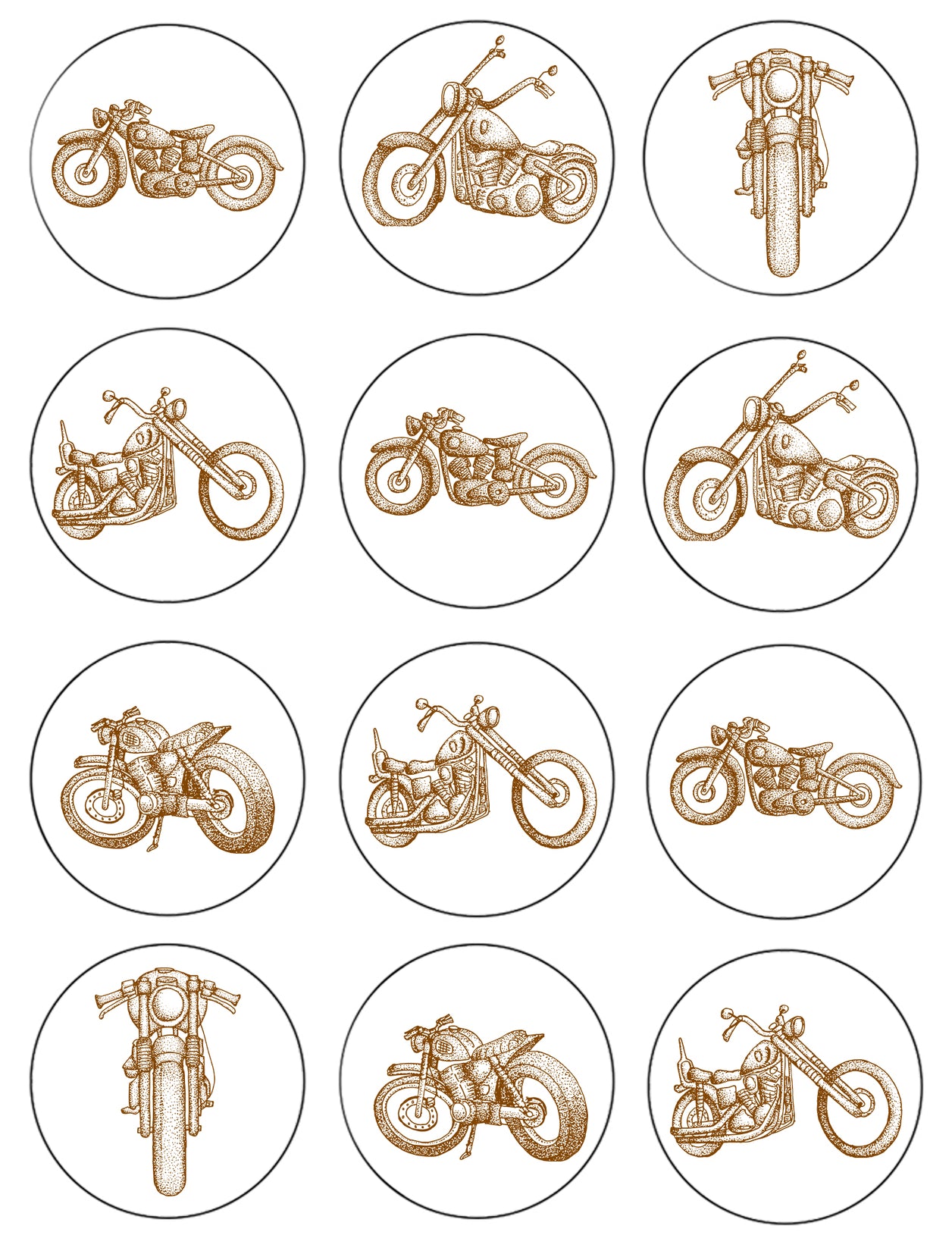 Vintage Classic Motorcycles Edible Cupcake Topper Images ABPID55585