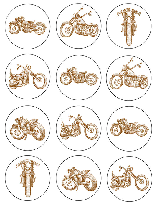 Vintage Classic Motorcycles Edible Cupcake Topper Images ABPID55585