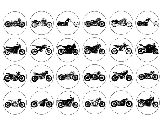 Vintage Motorcycle Silhouettes Edible Cupcake Topper Images ABPID55588