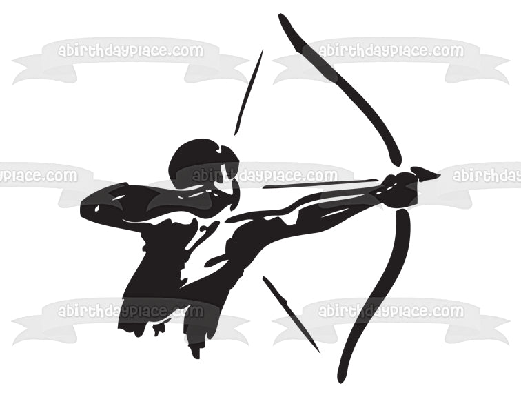 Archery Bow and Arrow Sport Hunting Silhouette Edible Cake Topper Image ABPID55595