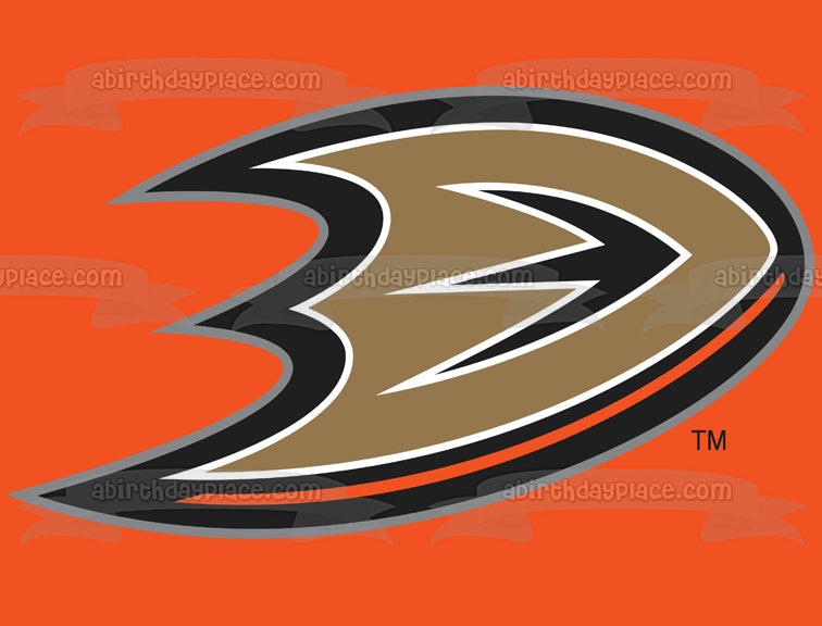 Anaheim Ducks National Hockey League Logo Edible Cake Topper Image ABPID55599