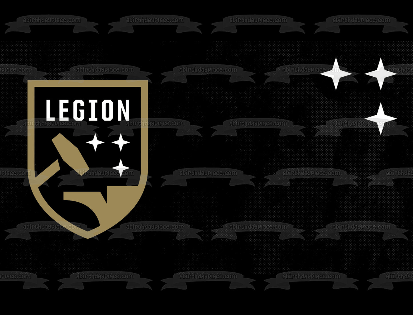 Logotipo del club de fútbol Birmingham Legion FC con estrellas y fondo negro Imagen comestible para decoración de tarta ABPID55625 