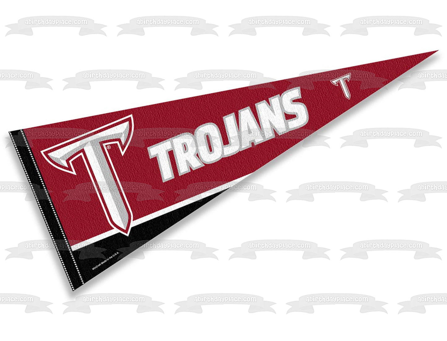 Imagen de decoración comestible para tarta con banderín deportivo con logotipo del equipo Troy University Trojans ABPID55715 