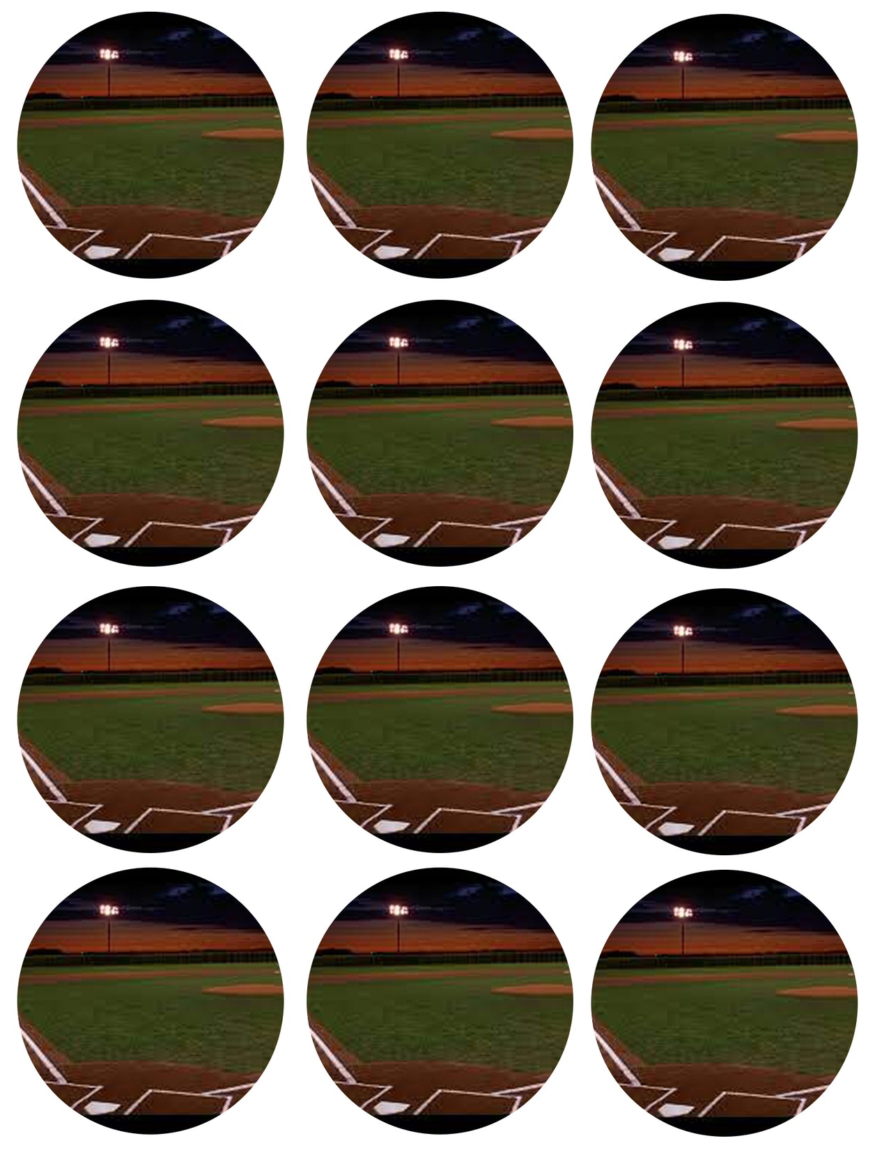 Baseball Field Sunset Home Plate Edible Cupcake Topper Images ABPID55717