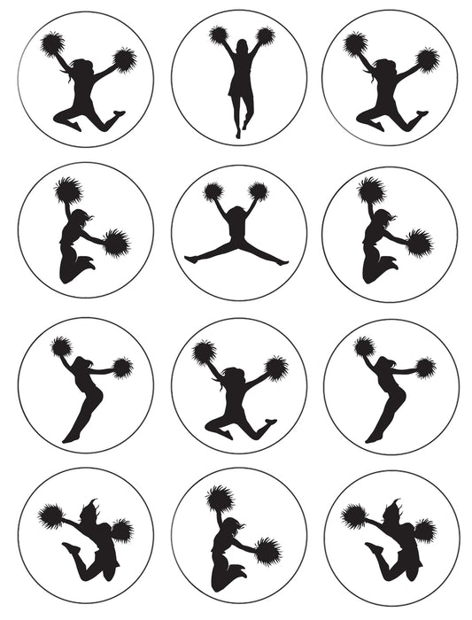 Cheerleading Silhouettes Edible Cupcake Topper Images ABPID55721