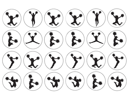 Cheerleading Silhouettes Edible Cupcake Topper Images ABPID55722