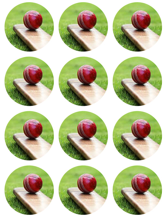 Cricket Ball and Bat Edible Cupcake Topper Images ABPID55723