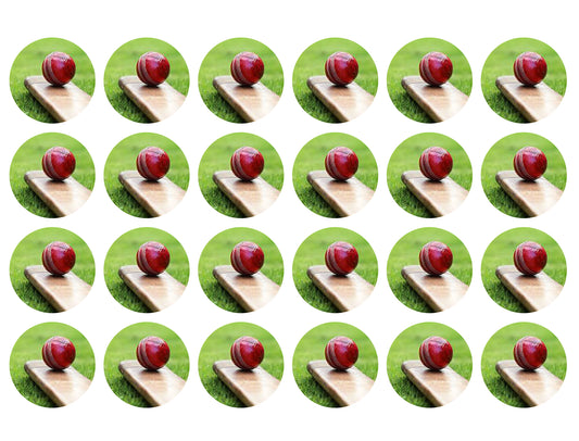 Cricket Ball and Bat Edible Cupcake Topper Images ABPID55724