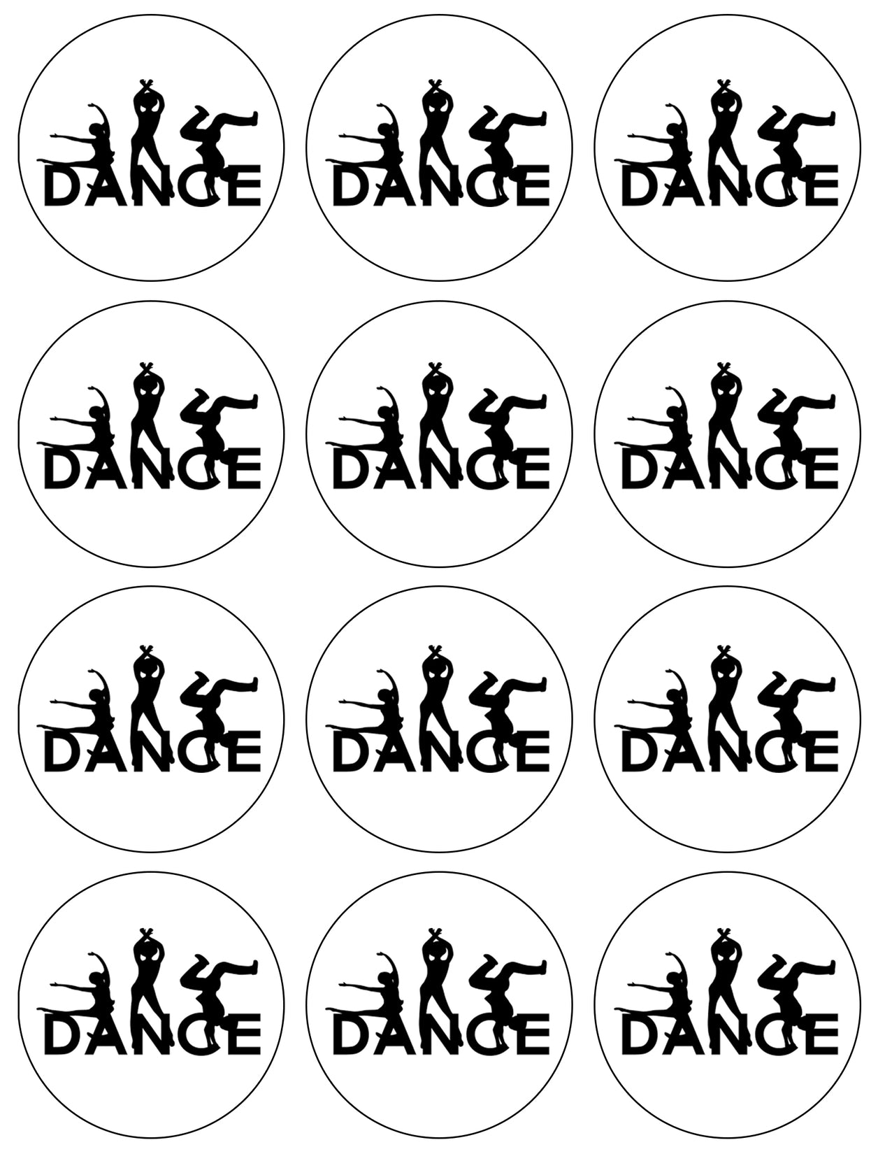 Dance Silhouettes Edible Cupcake Topper Images ABPID55725