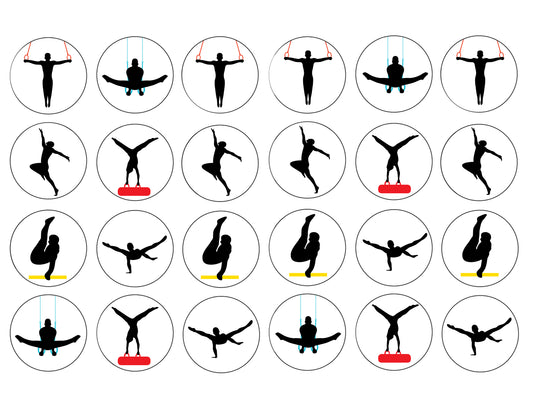 Gymnastics Acrobatics Silhouettes Balance Beam Edible Cupcake Topper Images ABPID55730