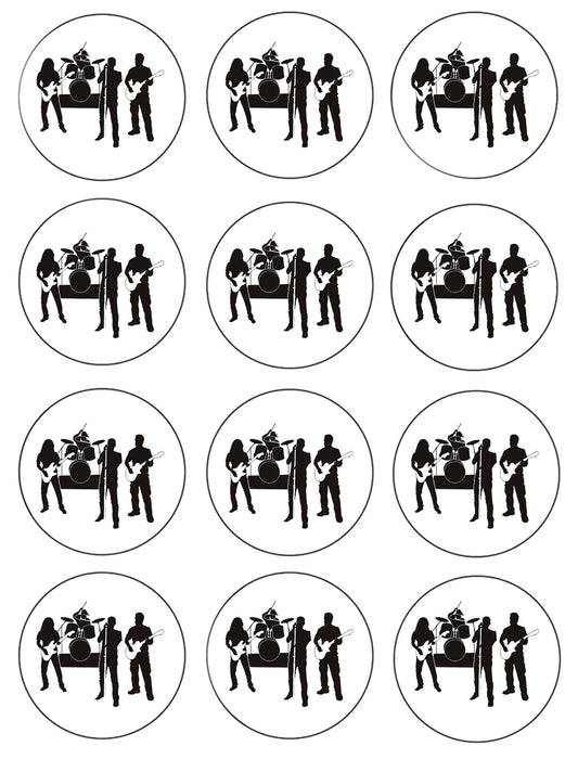 Rock Band Music Garage Band Drummer Guitarist Singer Edible Cupcake Topper Images ABPID55733