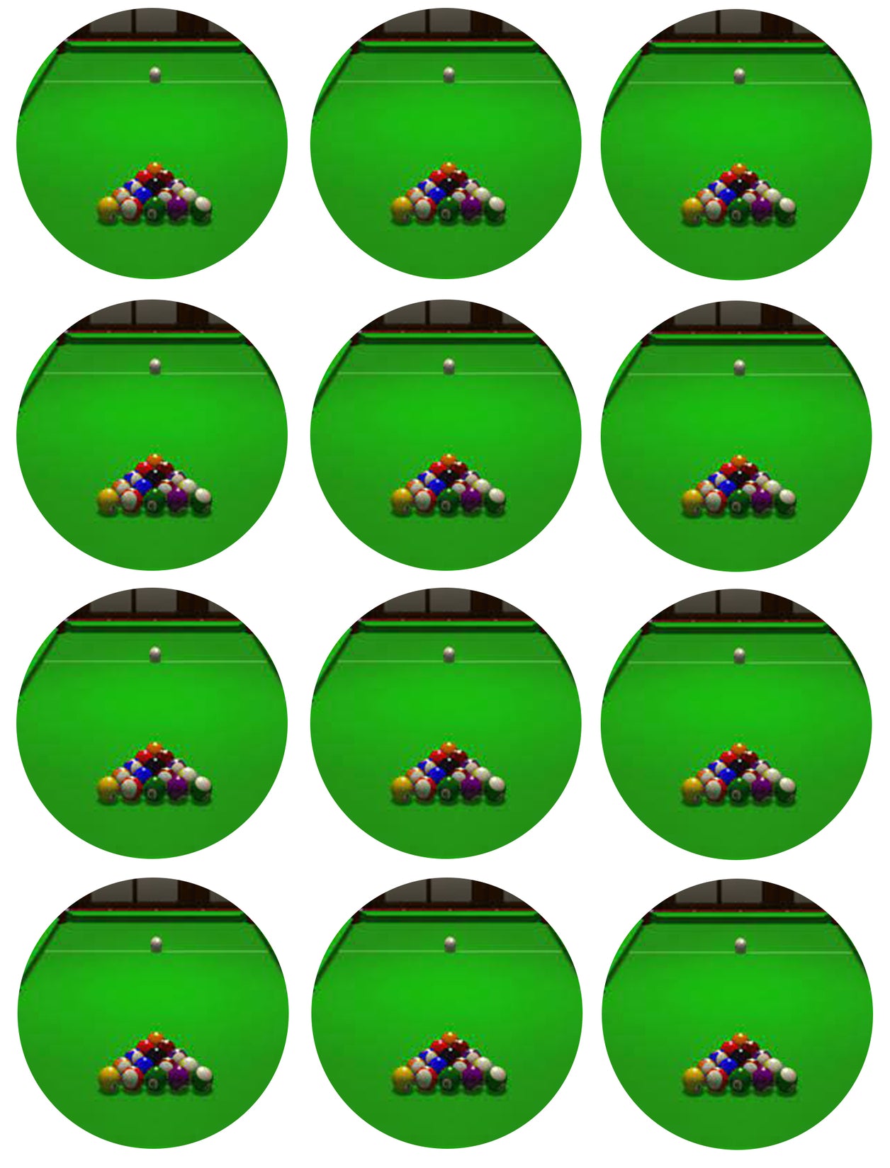 Pool Table and Balls Edible Cupcake Topper Images ABPID55741