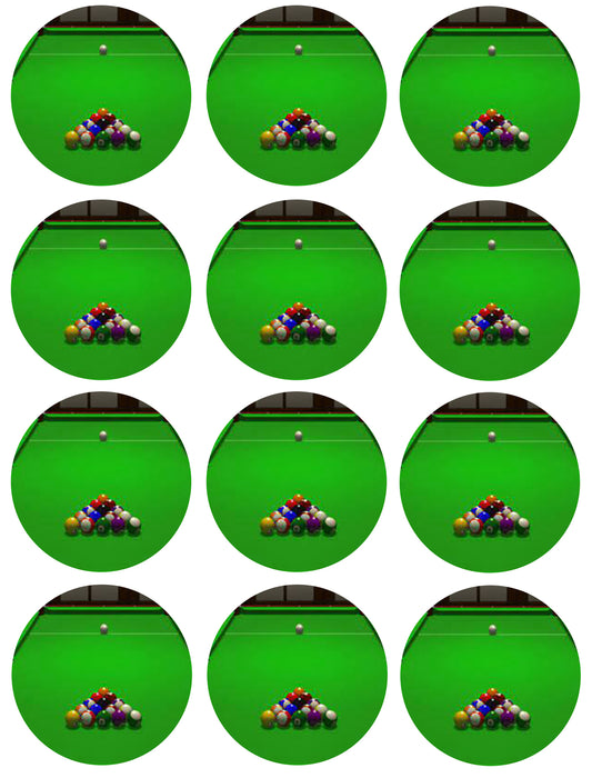 Pool Table and Balls Edible Cupcake Topper Images ABPID55741