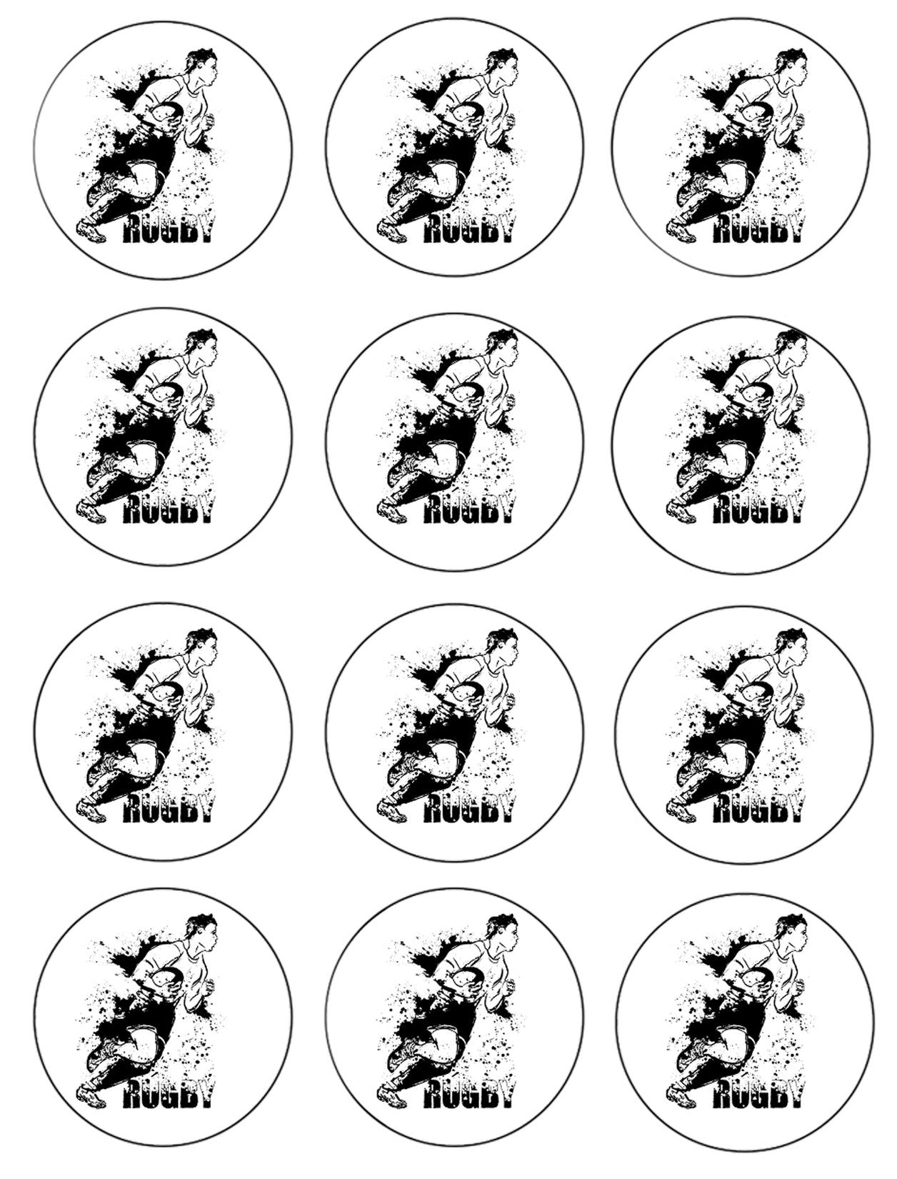 Rugby Action Shot Silhouette Edible Cupcake Topper Images ABPID55745