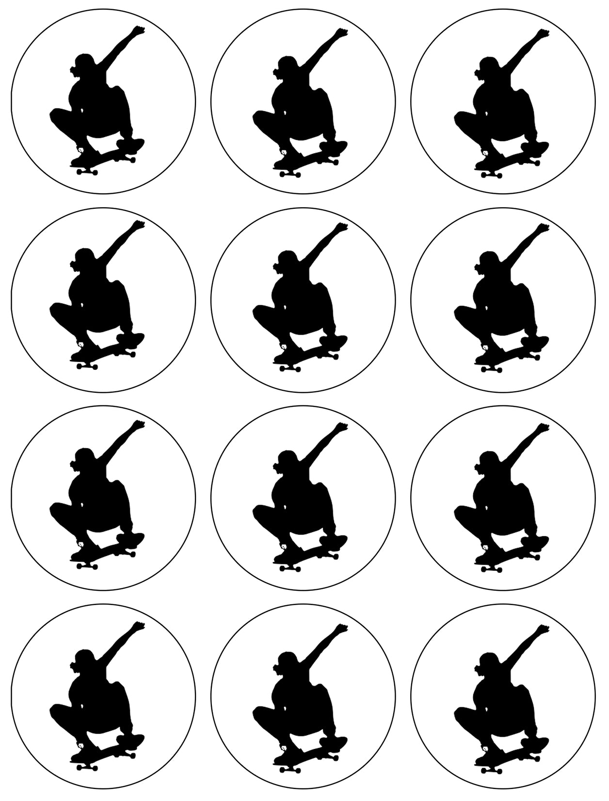 Skateboarding Skateboard Trick Silhouette Edible Cupcake Topper Images ABPID55747