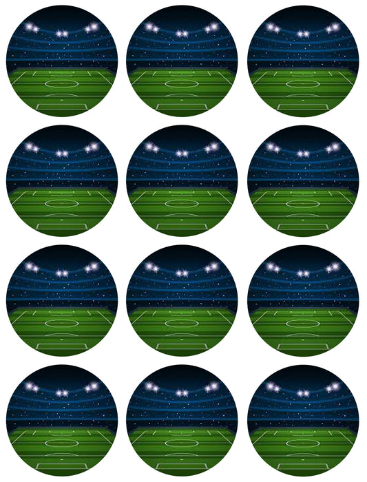 Football Field and Spotlights Edible Cupcake Topper Images ABPID55749