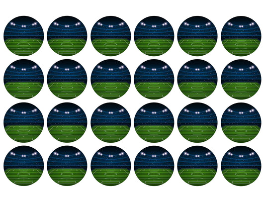 Football Field and Spotlights Edible Cupcake Topper Images ABPID55750