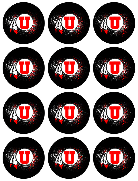 University of Utah Utes Logo Edible Cupcake Topper Images ABPID55755