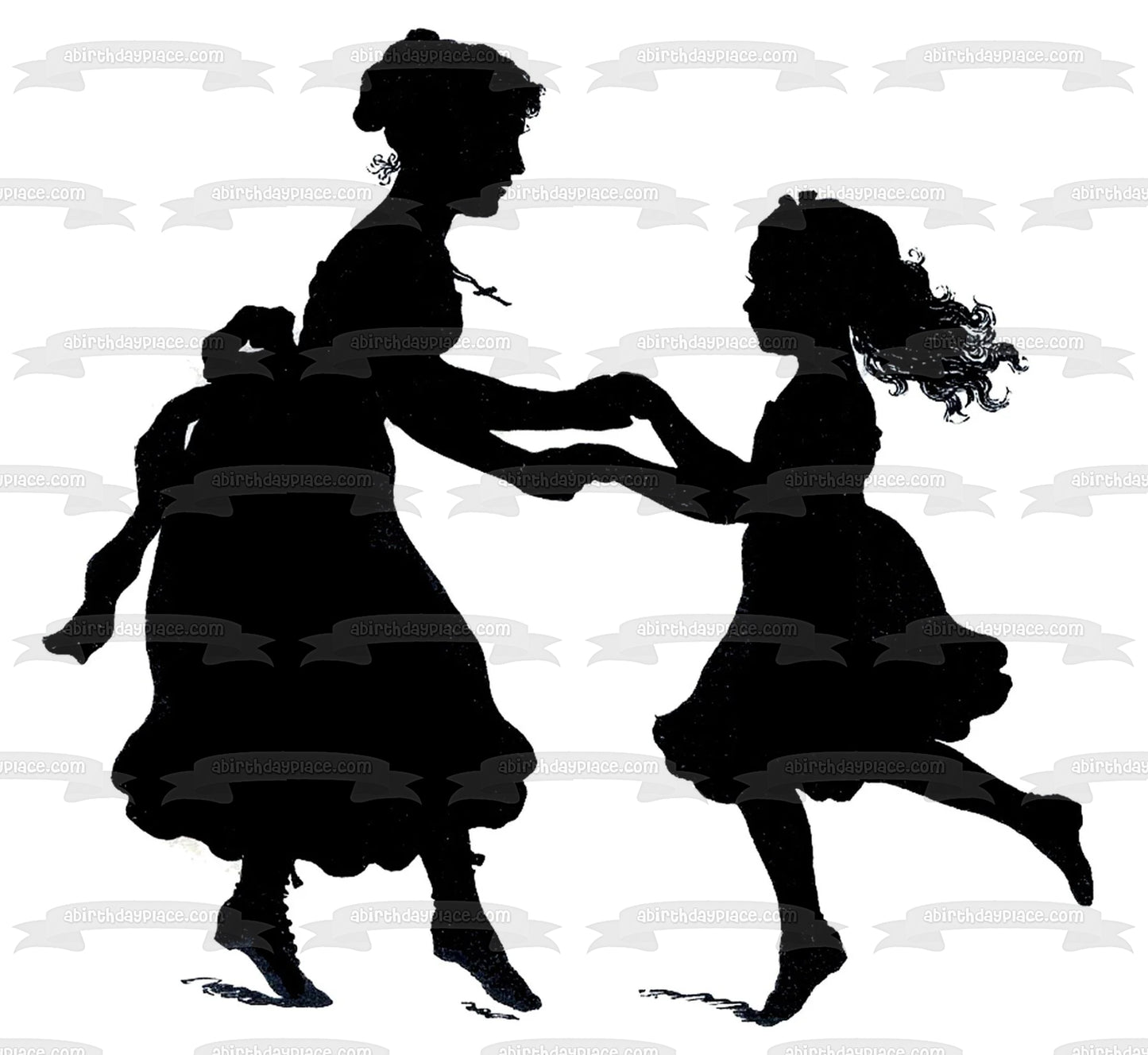 Happy Mother's Day Mother and Daughter Dancing Silhouette Edible Cake Topper Image ABPID55789