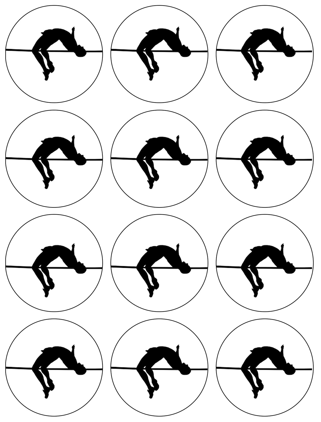 Gymnastics High Jump Sport Silhouette Edible Cupcake Topper Images ABPID55853