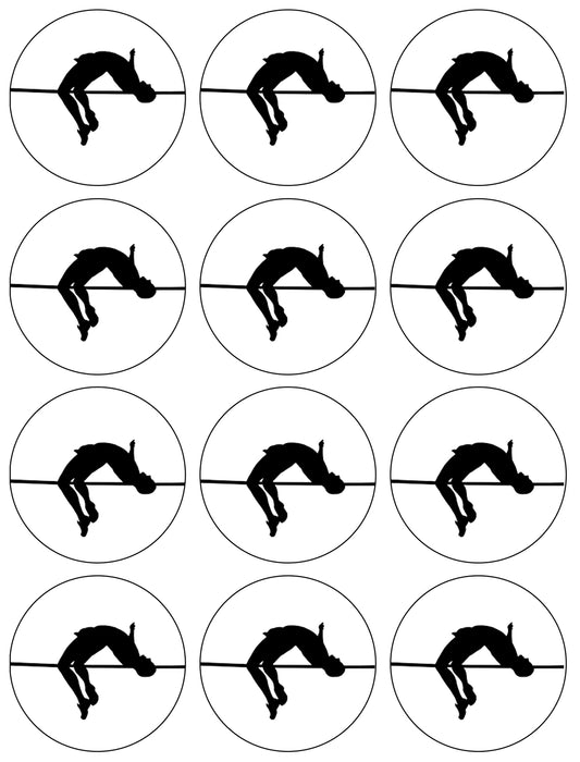 Gymnastics High Jump Sport Silhouette Edible Cupcake Topper Images ABPID55853