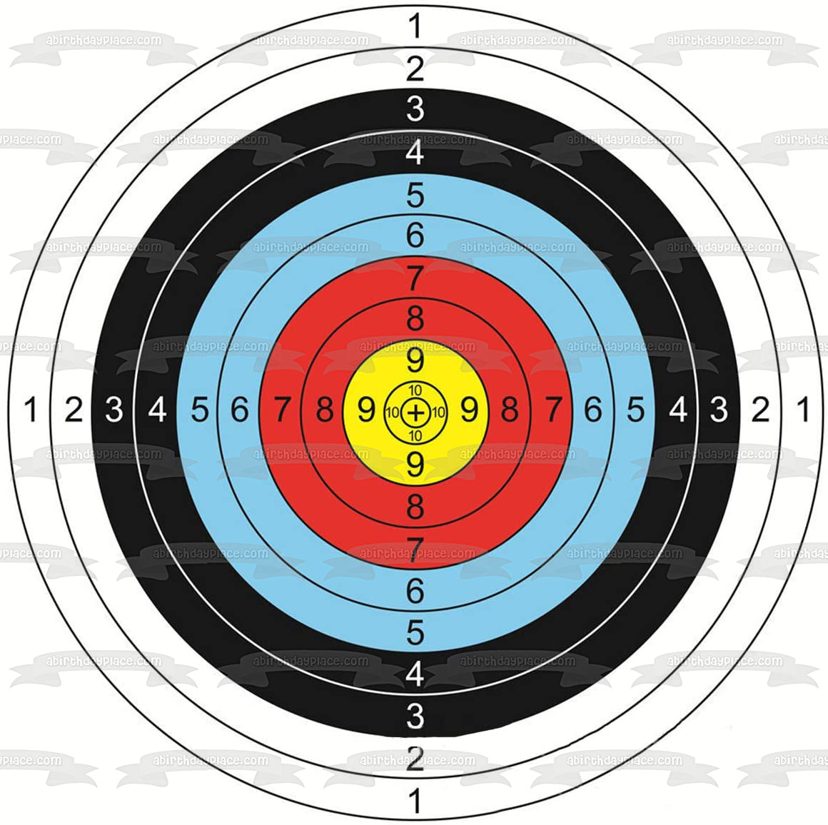 Tiro con arco numerado objetivo tiro al blanco deporte comestible decoración para tarta imagen ABPID55858 